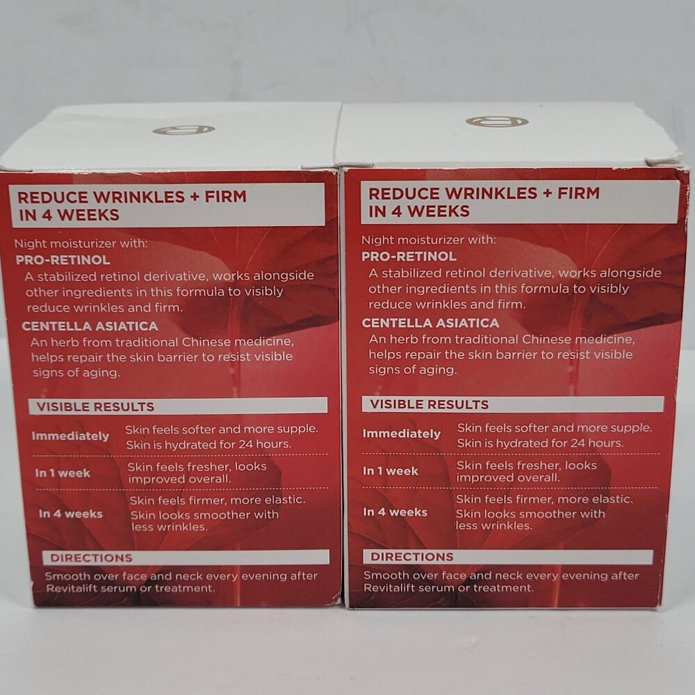 LOreal Paris Revitalift Night Moisturizer Anti-Wrinkle Firming 48g Set of 2 NIB - Picture 3 of 5